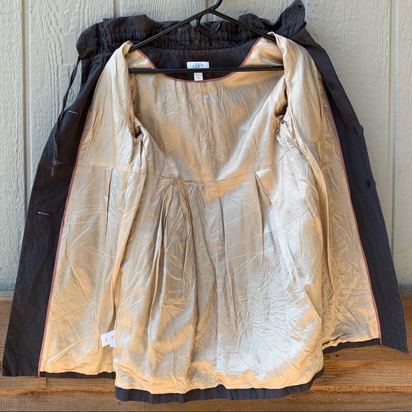 LOFT button up high collar satin lined trench coat - Picture 10 of 16